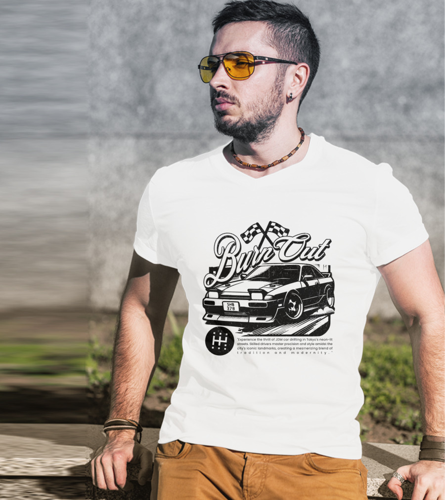 Burn Out JDM Car Drifting Tokyo Streets Tradition And Modernity T-Shirt
