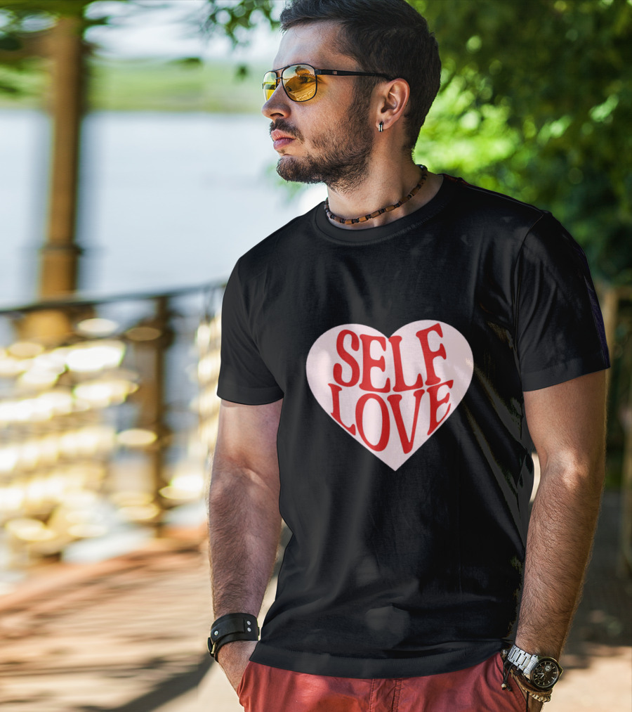 SELF LOVE Heart Retro Bold Typography T-Shirt