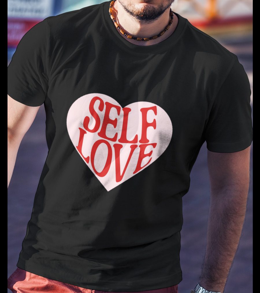 SELF LOVE Heart Retro Bold Typography T-Shirt