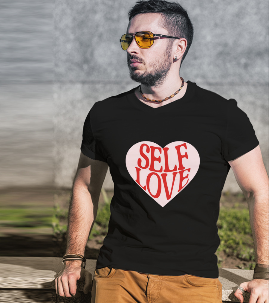 SELF LOVE Heart Retro Bold Typography T-Shirt