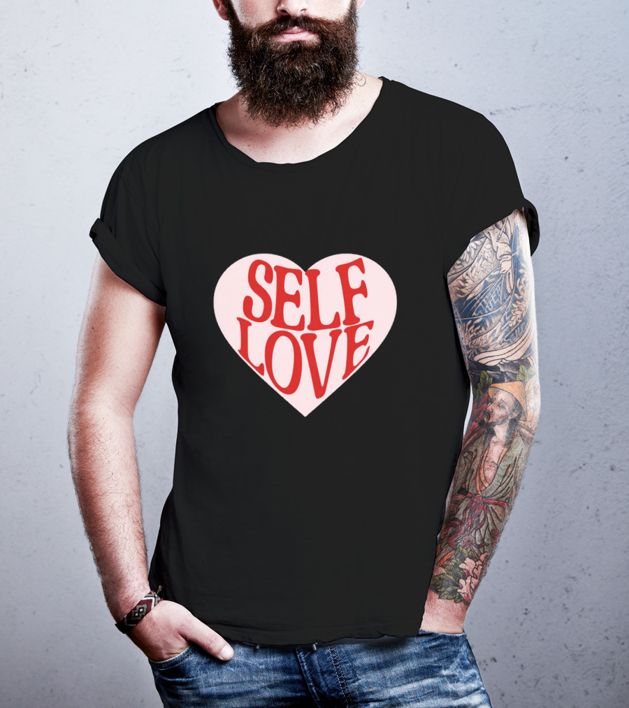 SELF LOVE Heart Retro Bold Typography T-Shirt