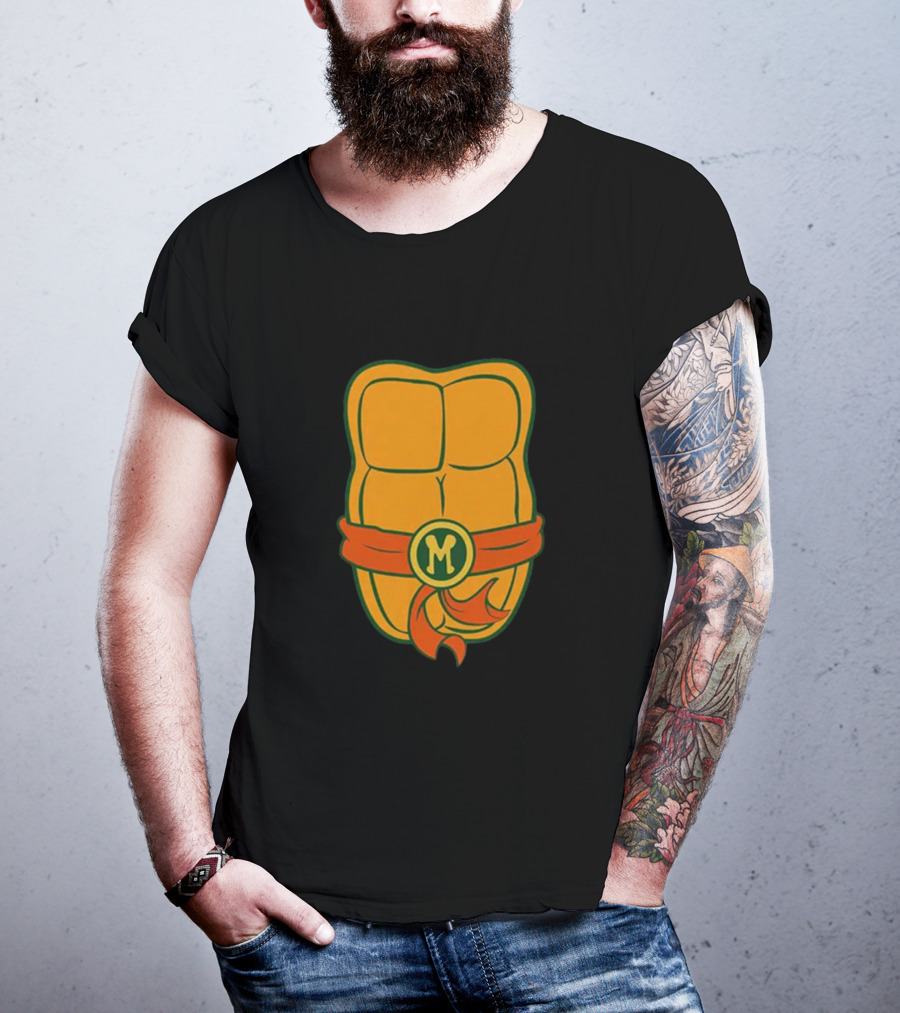 Michaelangelo Chest Teenage Mutant Ninja Turtle Belt Emblem T-Shirt