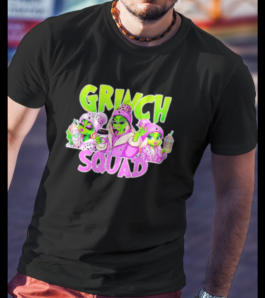 Grinch Squad Boujee Leopard Purple Alien Trio T-Shirt