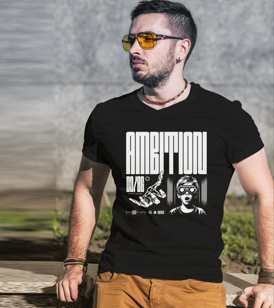 AMBITION 03/86 Embrace The Dawn Child With Goggles And Robotic Hand T-Shirt