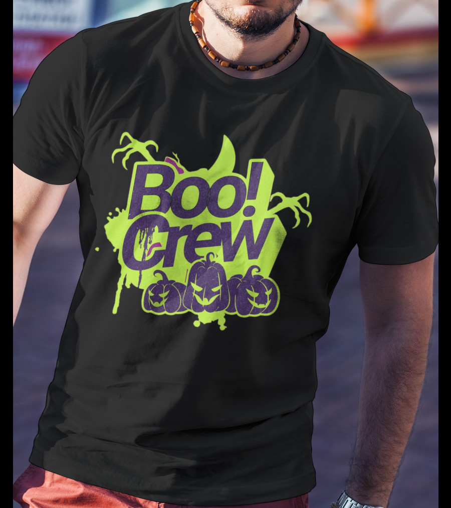 Boo Crew Halloween Pumpkins With Spooky Moon And Trees T-Shirt