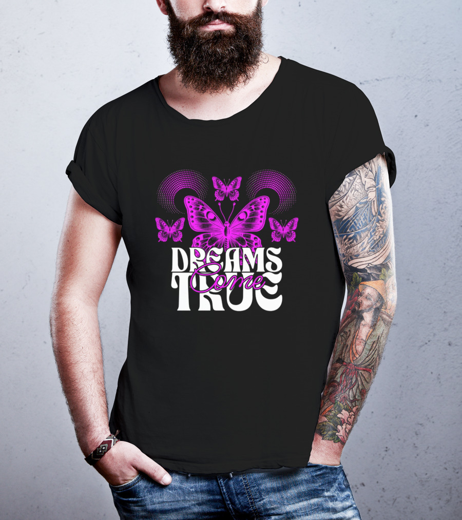 Dreams Come True Butterfly Pink Retro Psychedelic T-Shirt