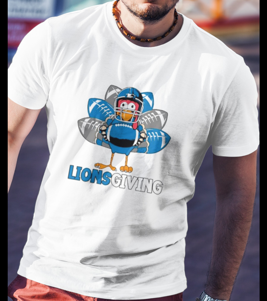 Lionsgiving Detroit Lions Thanksgiving Turkey Football T-Shirt