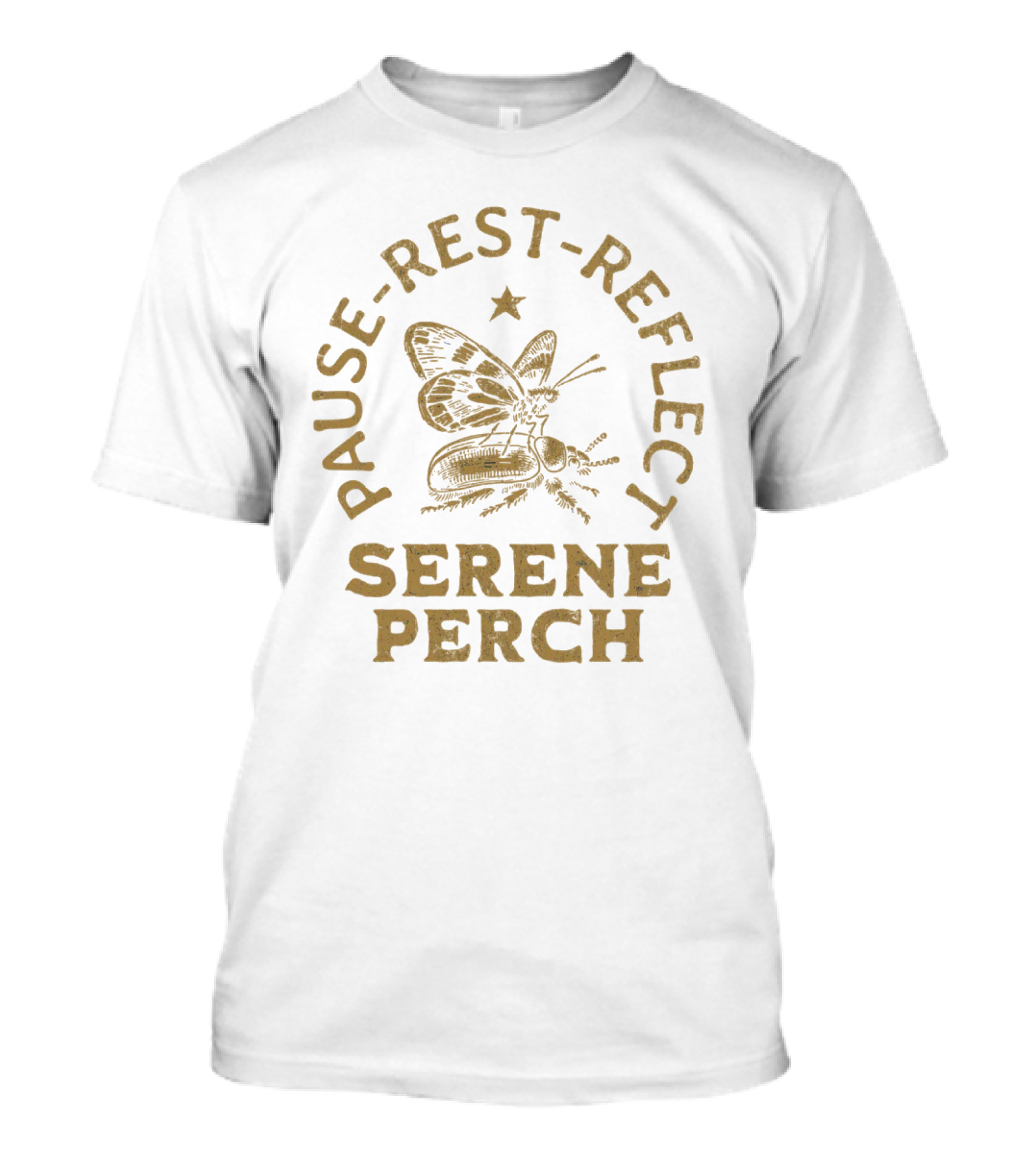 Pause Rest Reflect Serene Perch Butterfly And Star T-Shirt