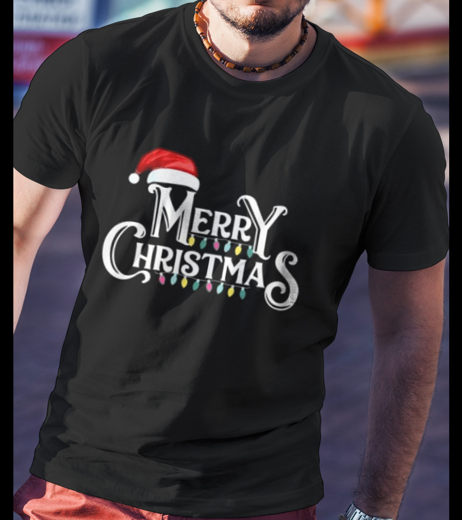 Merry Christmas Santa Hat Lights T-Shirt