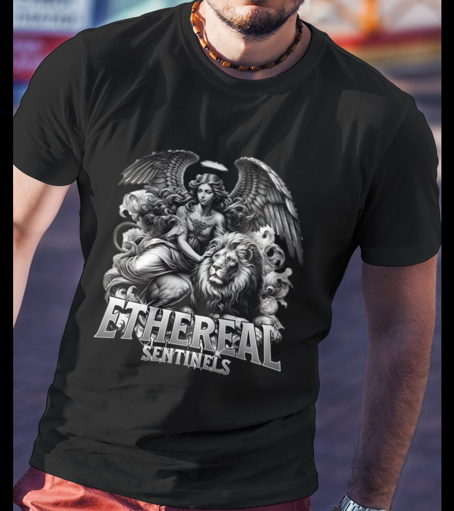 ETHEREAL SENTINELS Angel And Lion T-Shirt
