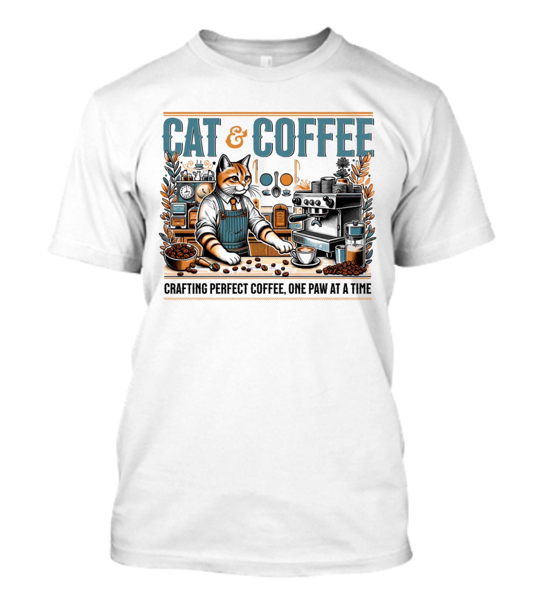 CAT And COFFEE Crafting Perfect Coffee One Paw At A Time T-Shirt