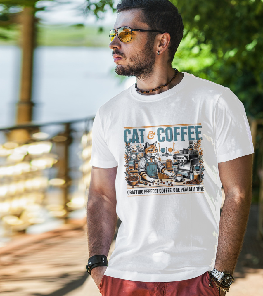 CAT And COFFEE Crafting Perfect Coffee One Paw At A Time T-Shirt