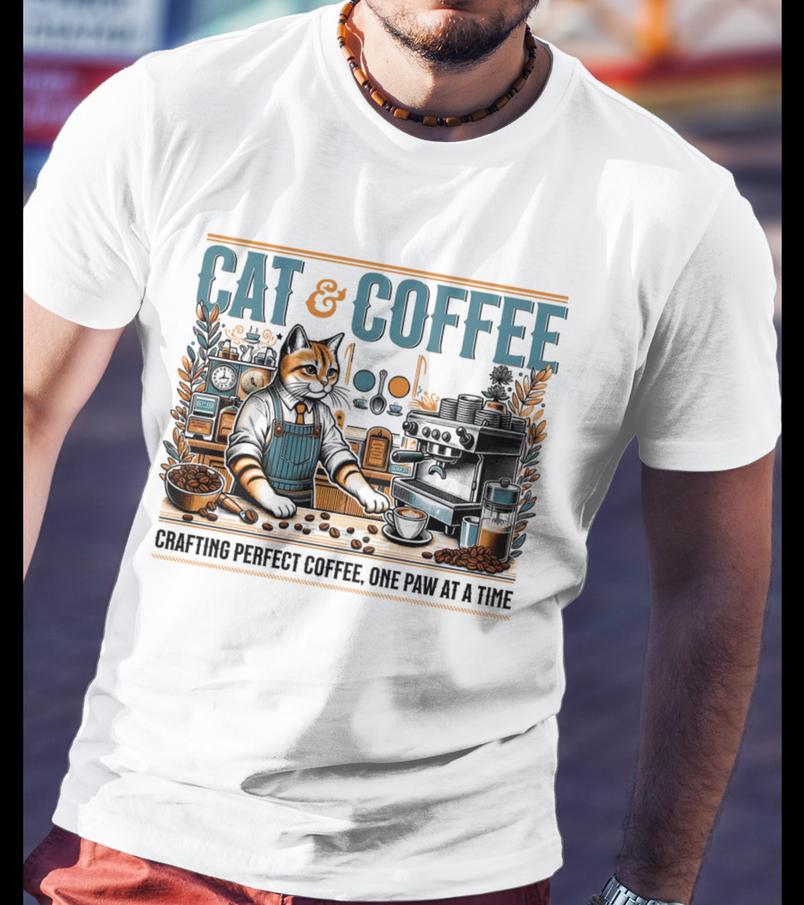 CAT And COFFEE Crafting Perfect Coffee One Paw At A Time T-Shirt