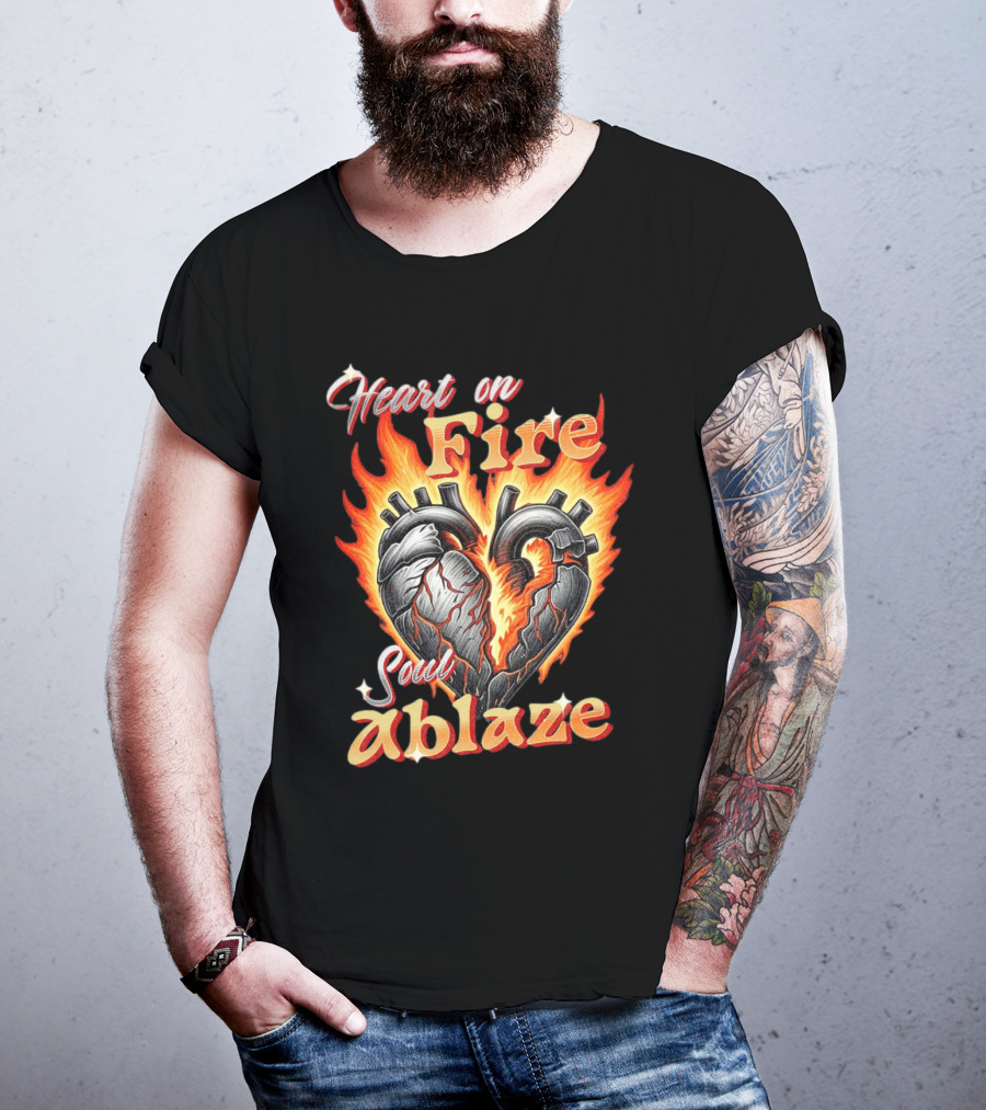 Heart On Fire Soul Ablaze Fiery Heart T-Shirt