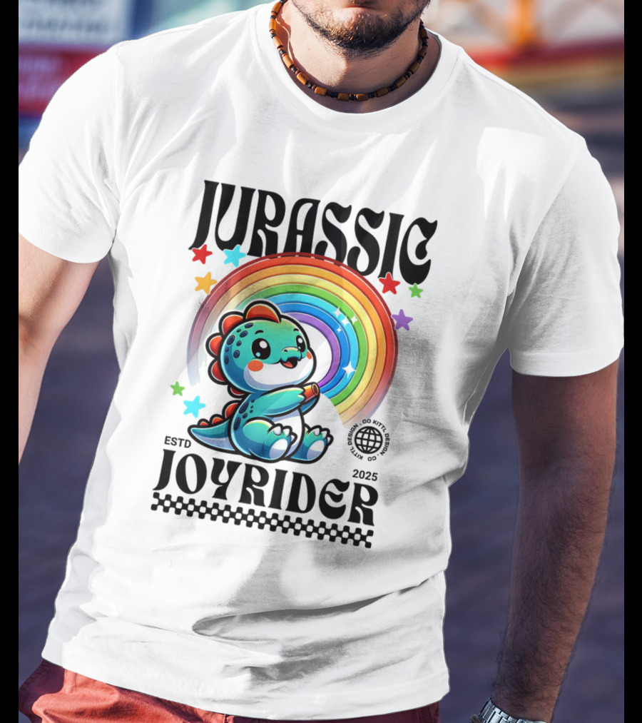 JURASSIC JOYRIDER ESTD 2025 Rainbow Star Dino Club T-Shirt