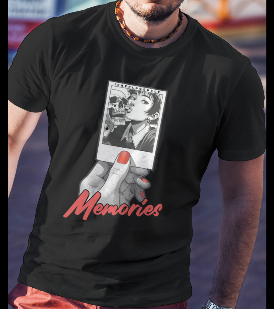 Irreplaceable Memories Polaroid With Skull Kiss T-Shirt