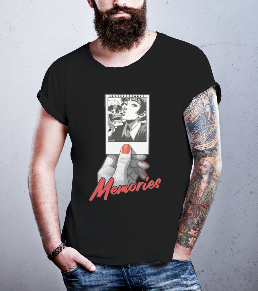 Irreplaceable Memories Polaroid With Skull Kiss T-Shirt