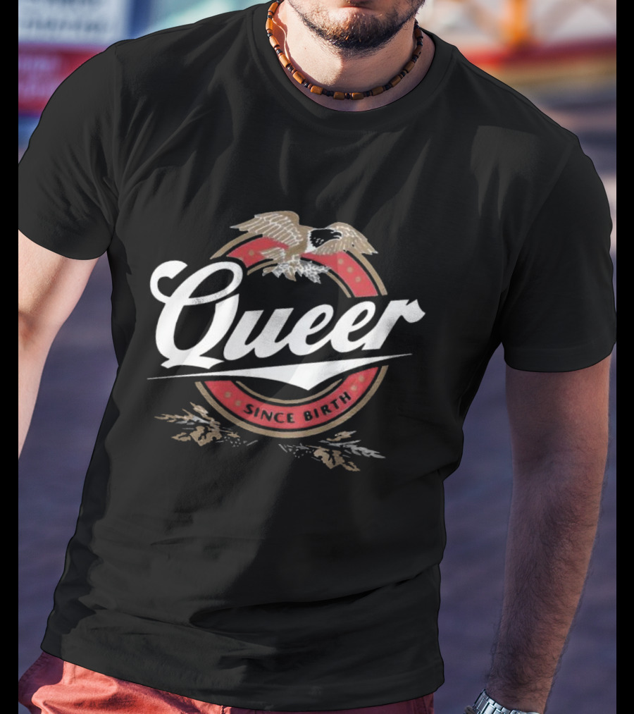 Queer Since Birth Retro Eagle Emblem T-Shirt