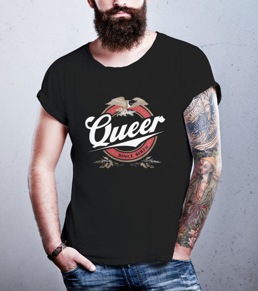 Queer Since Birth Retro Eagle Emblem T-Shirt