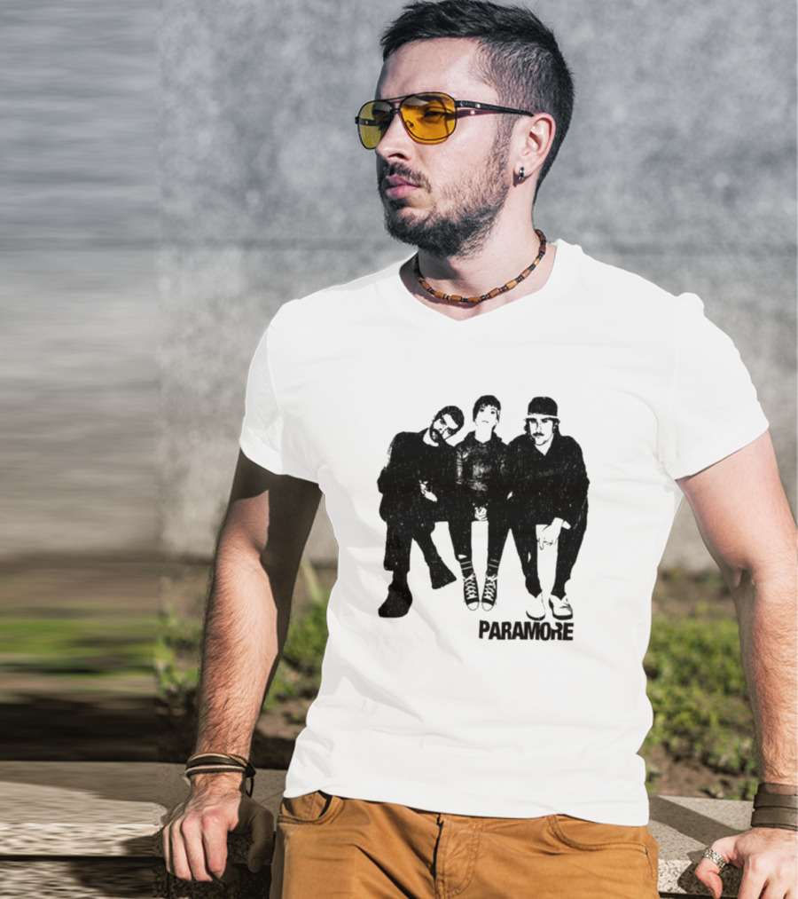 Paramore Music Group Trio Black And White Photo Boyfriend Fit Girls T-Shirt