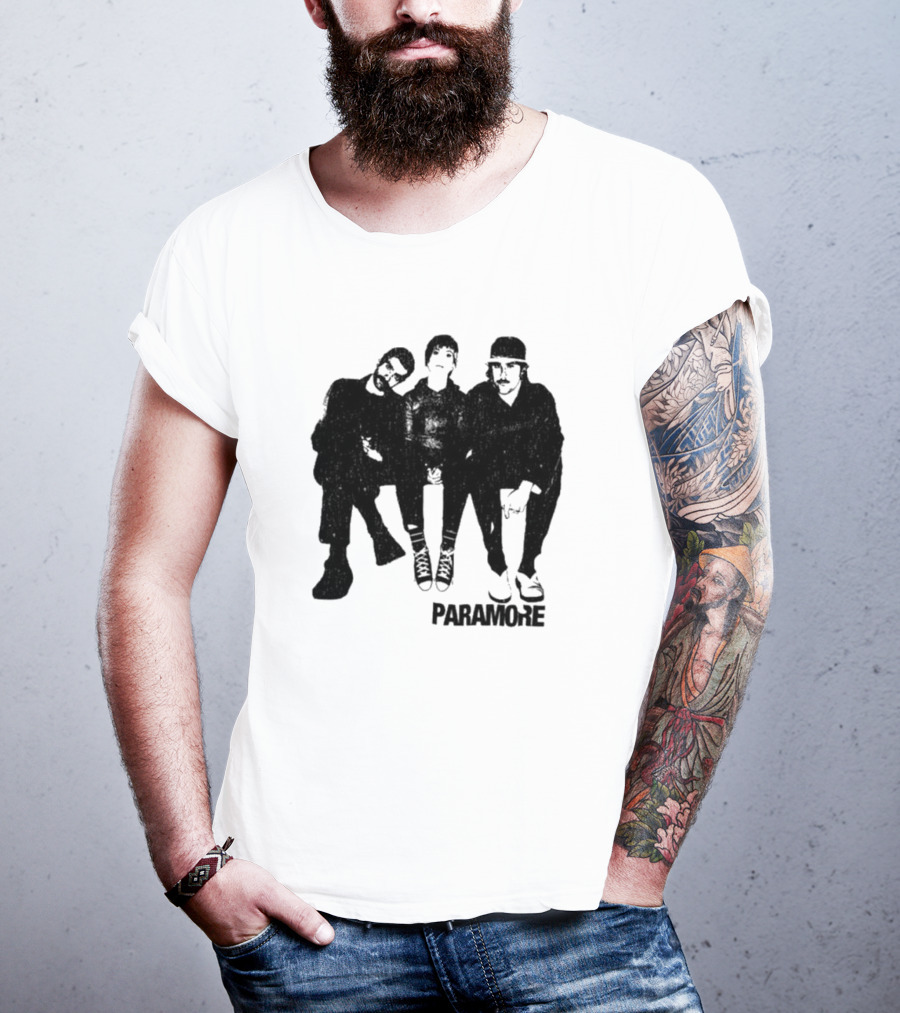 Paramore Music Group Trio Black And White Photo Boyfriend Fit Girls T-Shirt