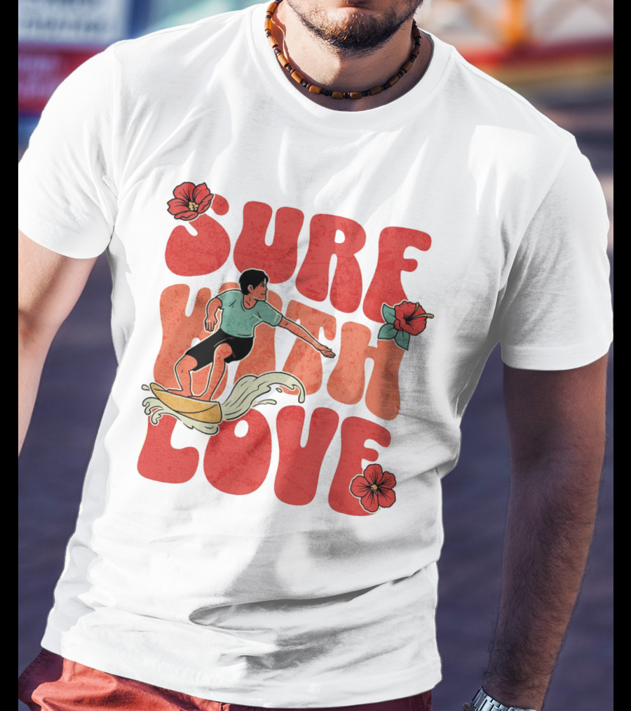 Surf With Love Hibiscus Wave Rider T-Shirt