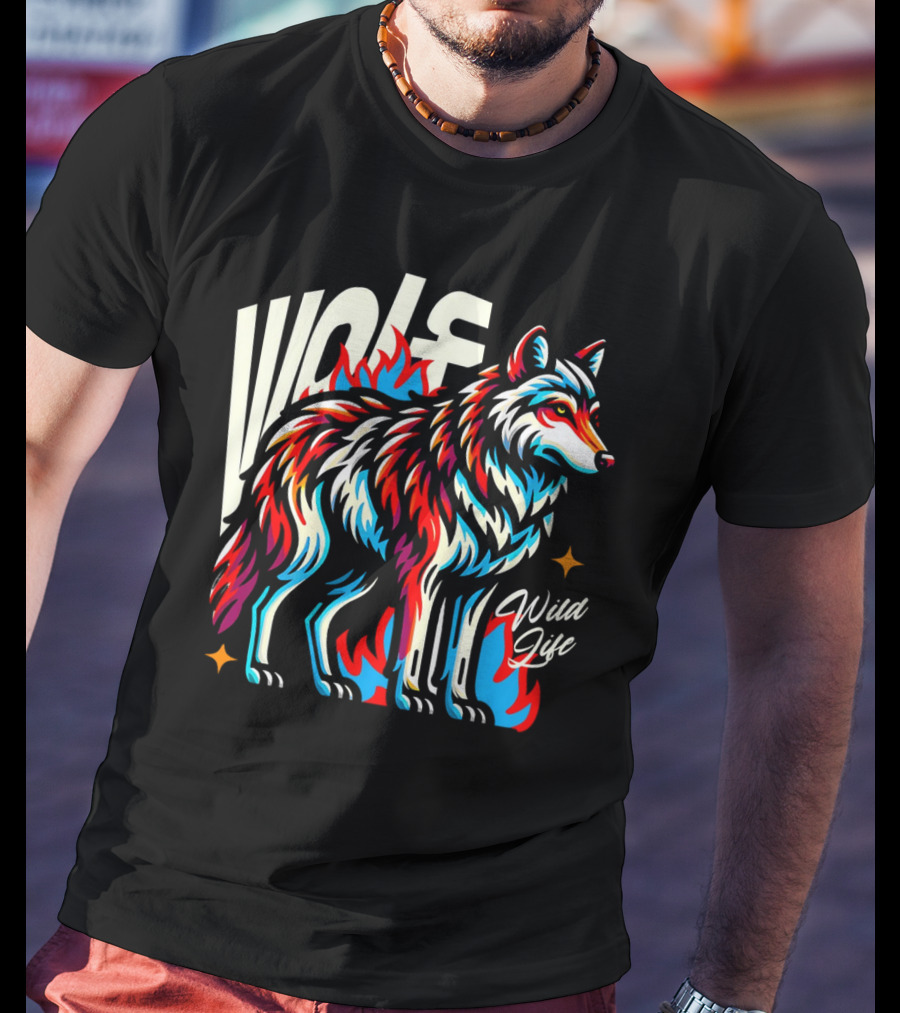 WOLF Wild Life Vivid Colorful Wolf T-Shirt