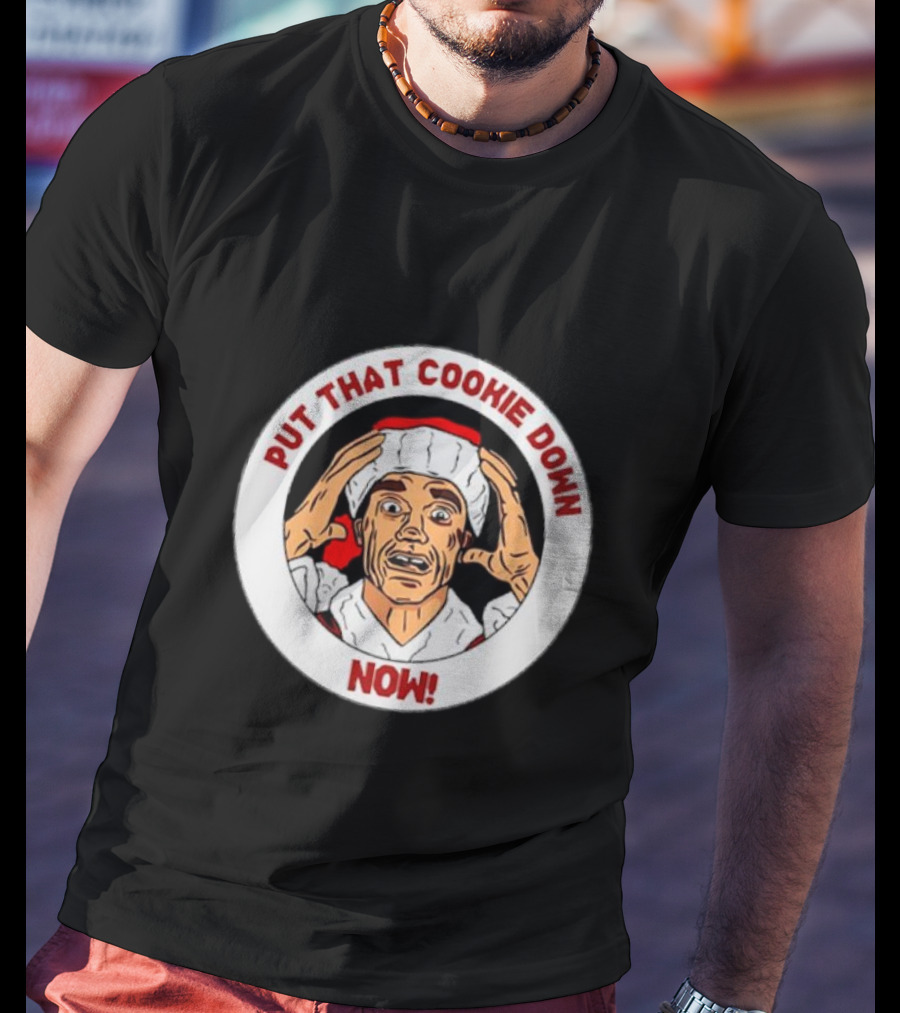 Put That Cookie Down Now Arnold Schwarzenegger Santa T-Shirt