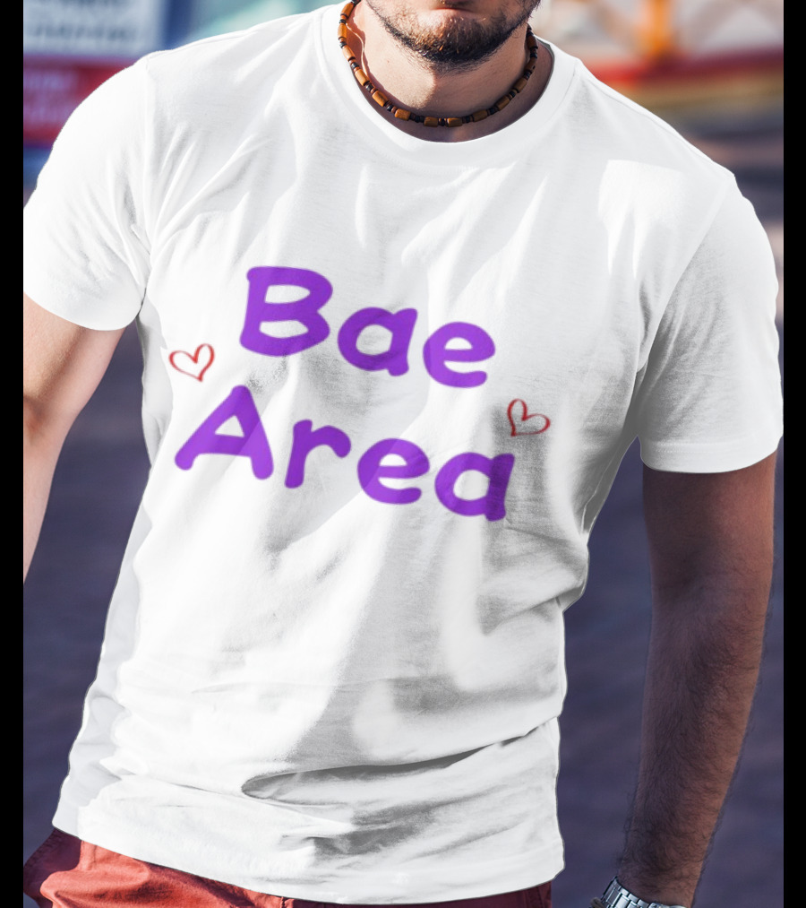 Bae Area Purple Text With Red Hearts T-Shirt