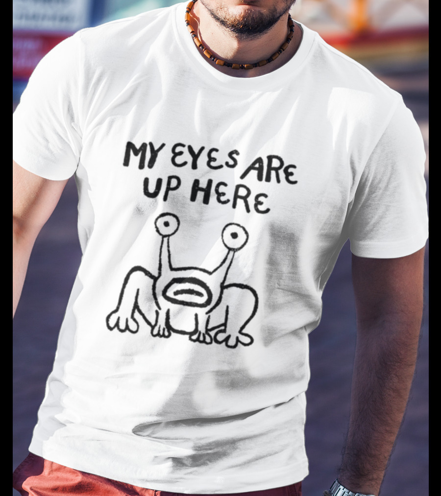 Daniel Johnston Frog My Eyes Are Up Here Drawing T-Shirt