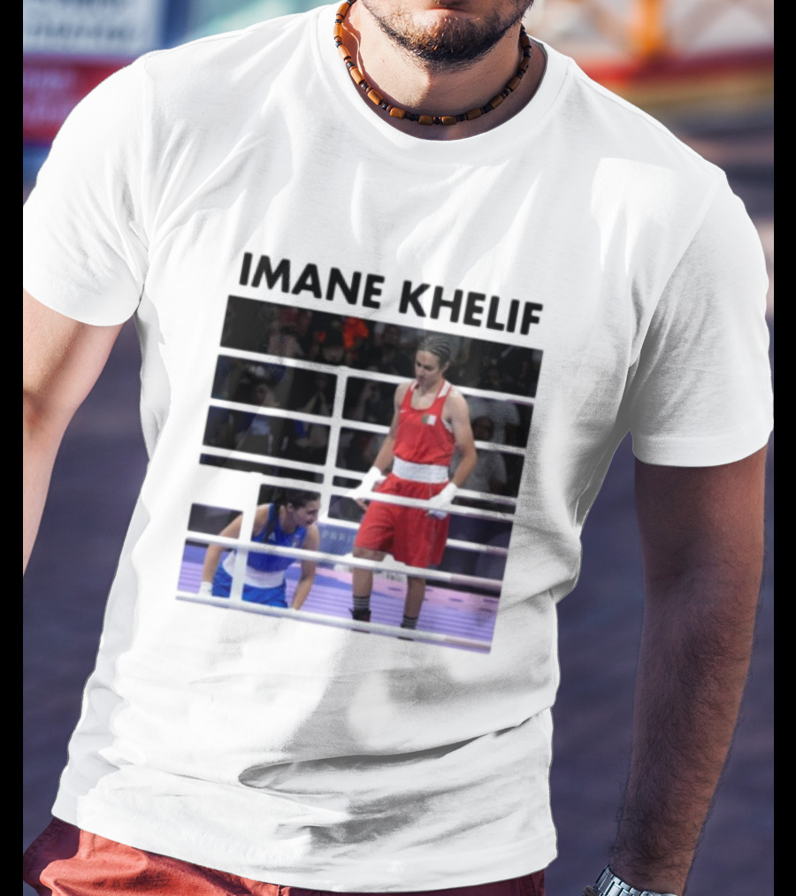IMANE KHELIF Boxing Match Scene With Red And Blue Competitors T-Shirt