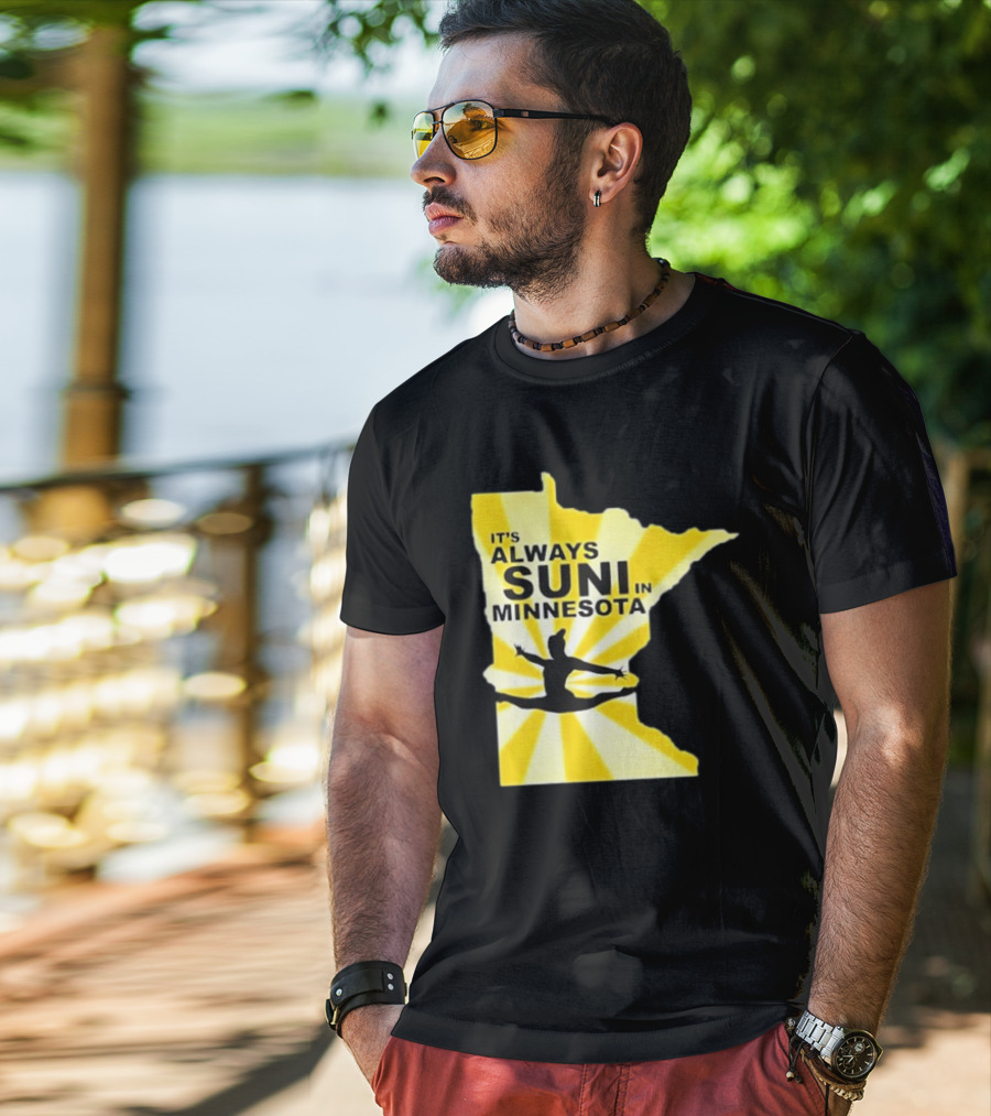 It's Always Suni In Minnesota Gymnastics Silhouette State Outline T-Shirt