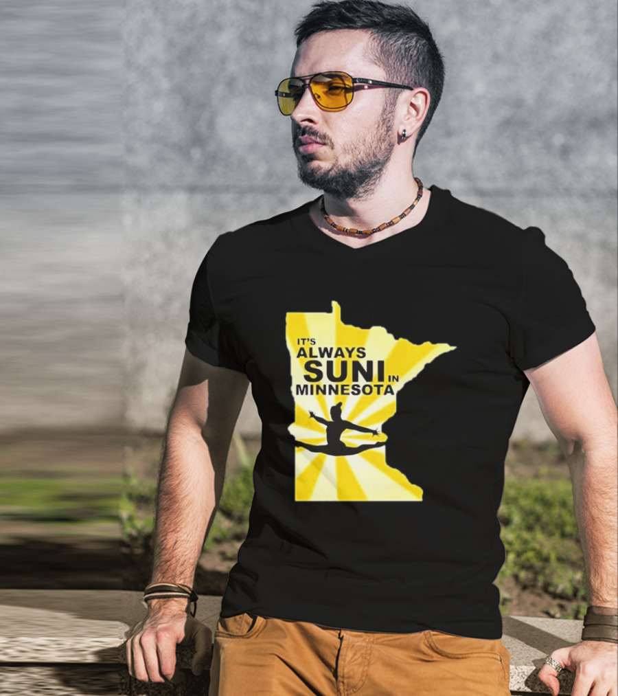 It's Always Suni In Minnesota Gymnastics Silhouette State Outline T-Shirt