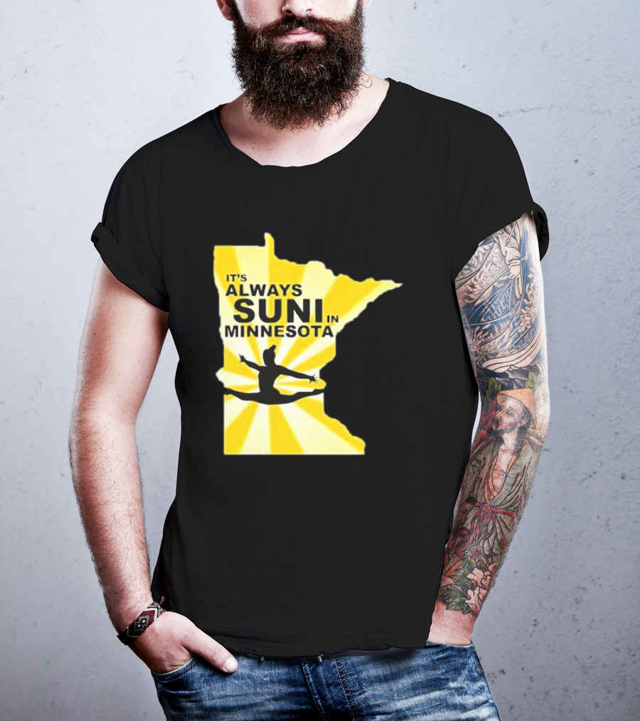 It's Always Suni In Minnesota Gymnastics Silhouette State Outline T-Shirt