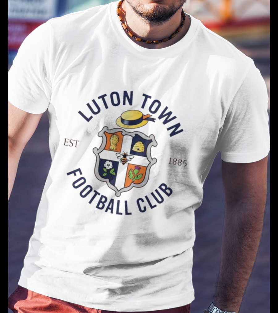 Luton Town Football Club Est 1885 Badge With Hat, Wheat, Beehive, Rose, And Bee T-Shirt