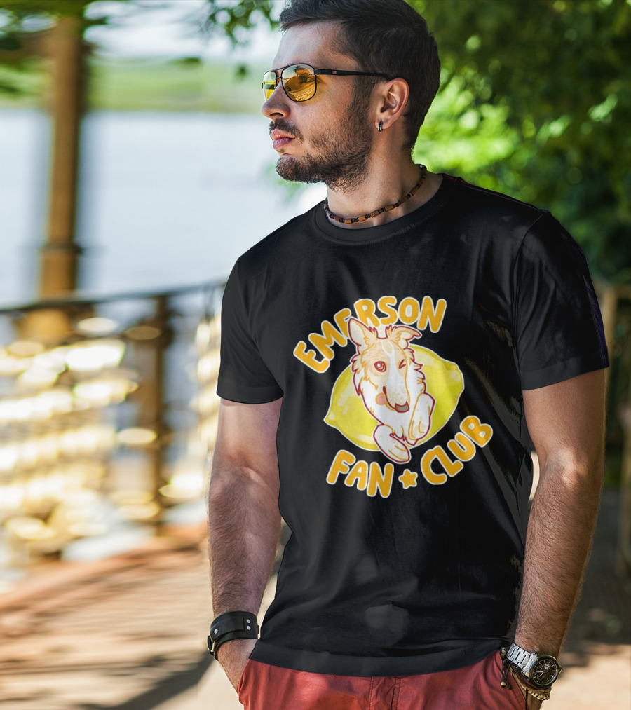 Emerson Fan Club Cute Collie Dog With Lemon T-Shirt