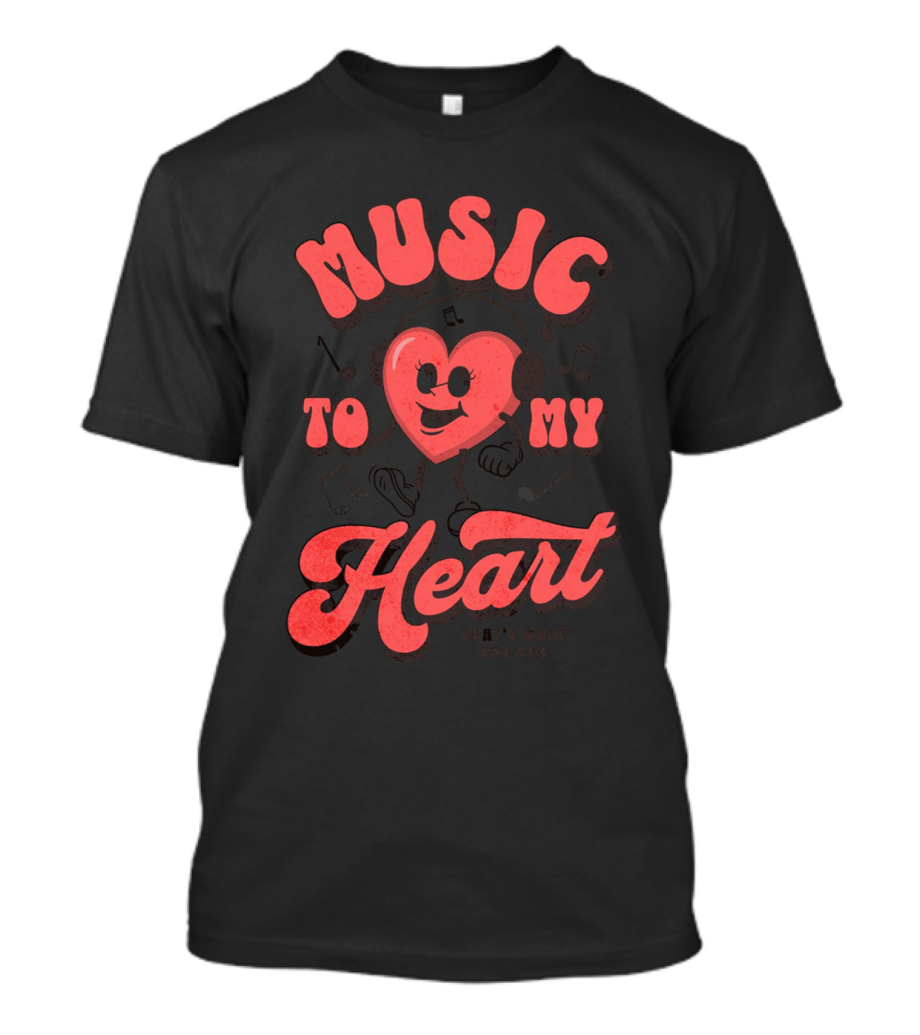 Music To My Heart Cute Valentines Mascot Notes And Heart Character T-Shirt
