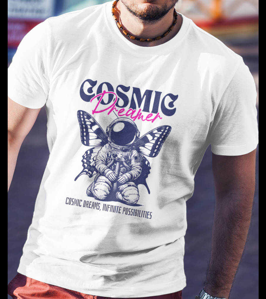Cosmic Dreamer Infinite Possibilities Astronaut Butterfly Wings T-Shirt