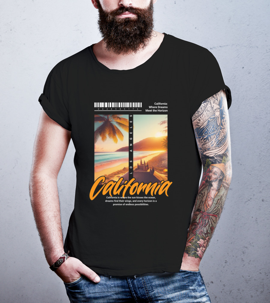Los Angeles California Where Dreams Meet The Horizon Ocean Sunset T-Shirt
