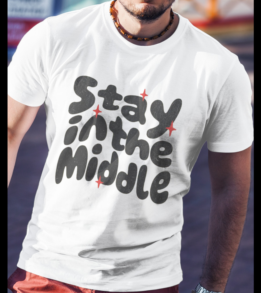 Stay In The Middle With Red Spark Accents T-Shirt