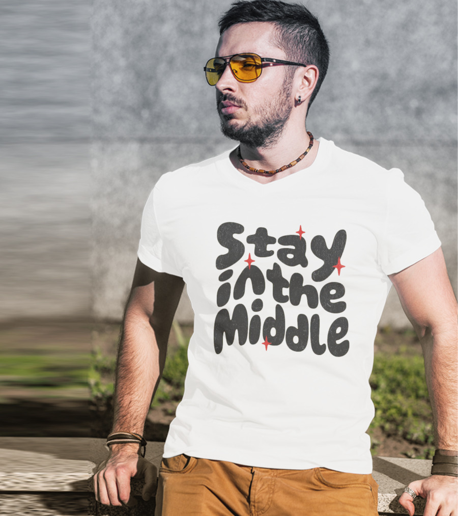 Stay In The Middle With Red Spark Accents T-Shirt