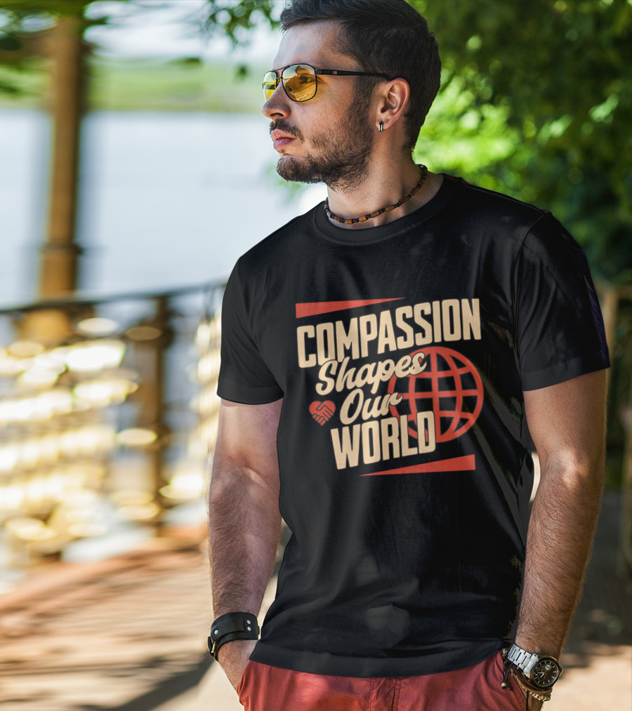 Compassion Shapes Our World Handshake Globe T-Shirt