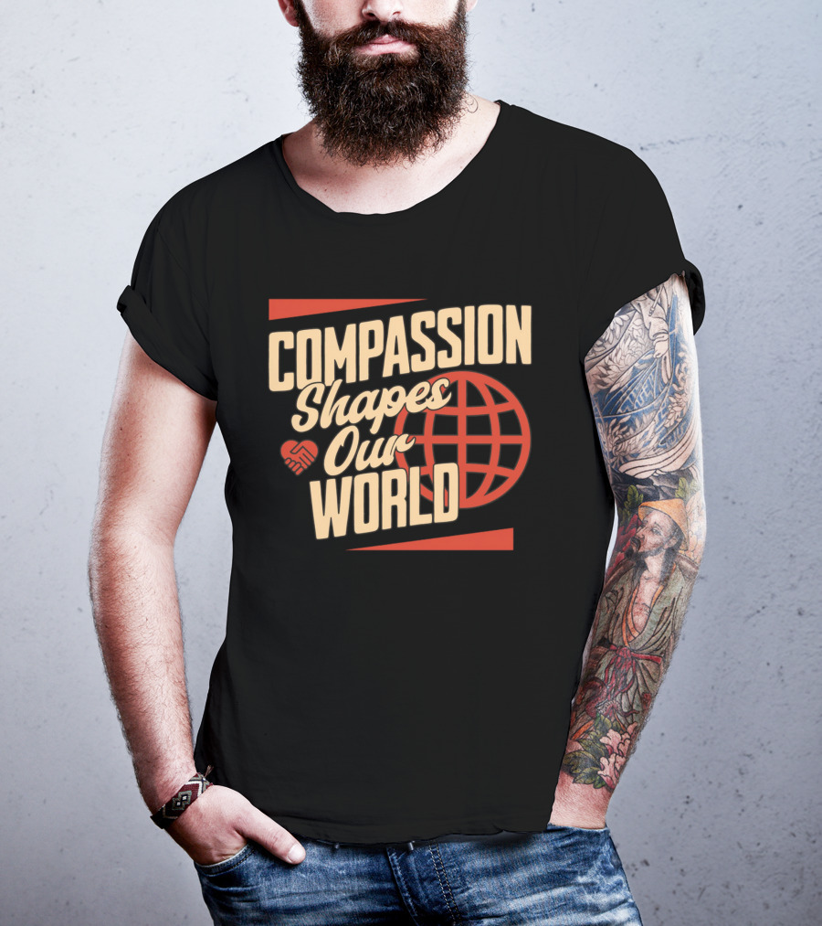 Compassion Shapes Our World Handshake Globe T-Shirt