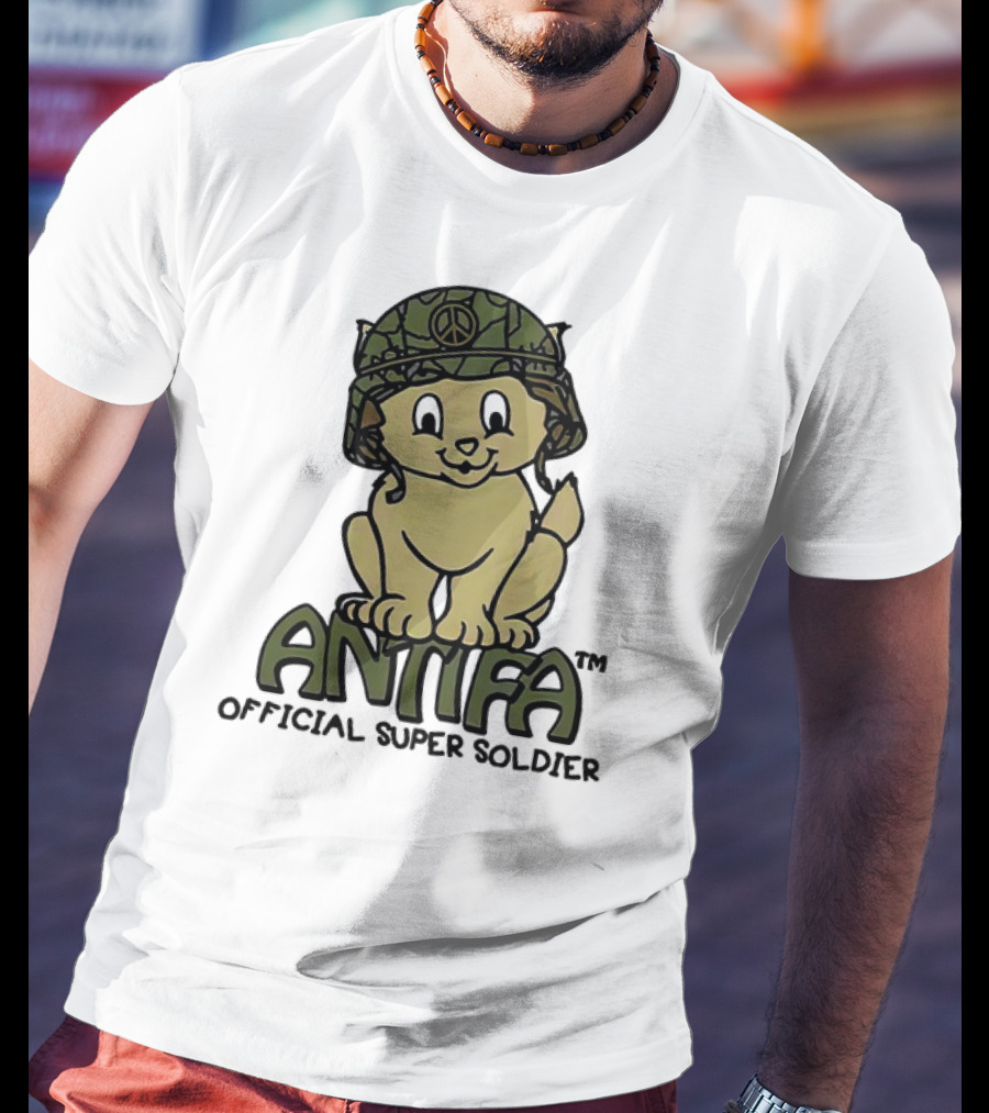 Antifa Super Soldier Peace Helmet Kitten T-Shirt