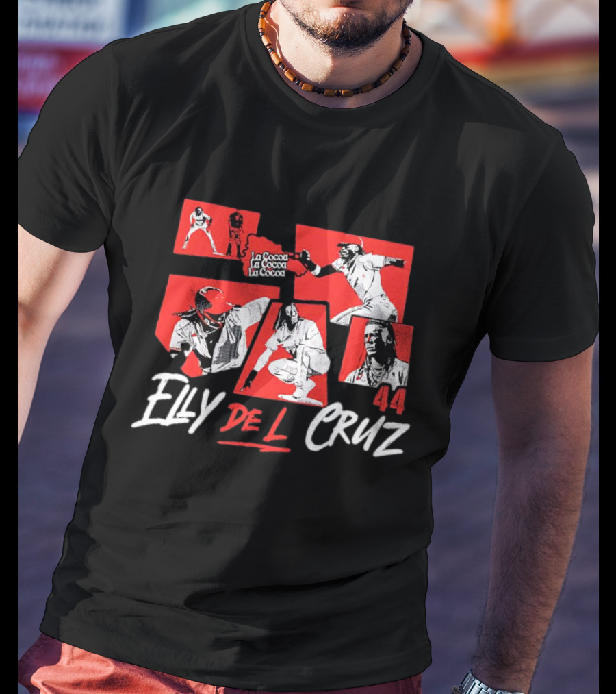 Elly De La Cruz La Cocoa 44 Cincinnati Reds Baseball T-Shirt