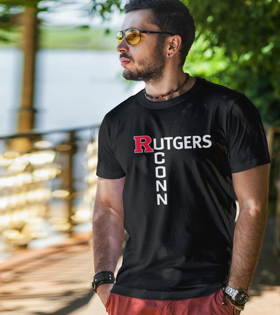 Rutgers Scarlet Knights UConn Huskies Vertical Textblock T-Shirt