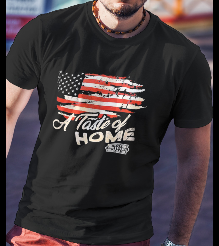 USA Flag A Taste Of Home Johnny Carino's Pizza T-Shirt