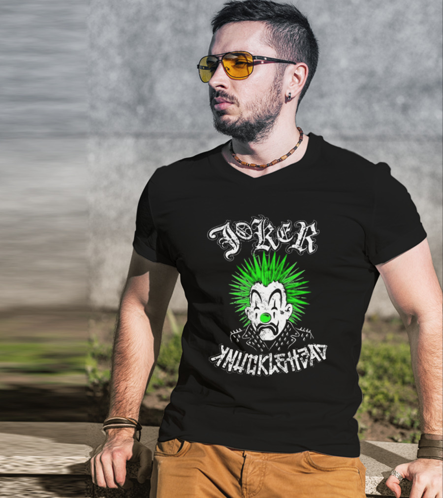 Joker Knucklehead Punk Clown Green Mohawk T-Shirt