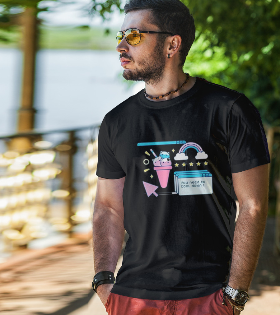 You Need To Cool Down Pastel Computer Icon With Rainbow And Star Elements T-Shirt