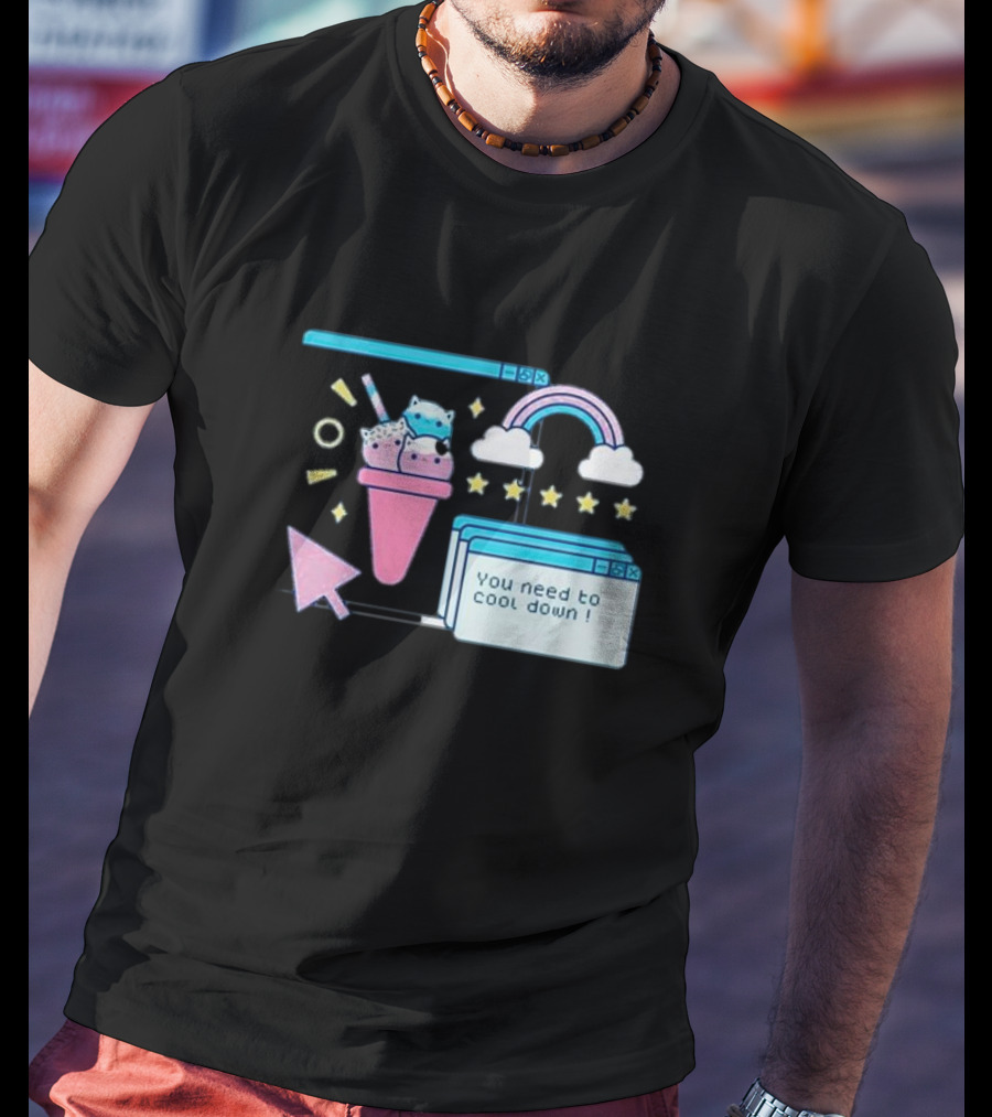 You Need To Cool Down Pastel Computer Icon With Rainbow And Star Elements T-Shirt